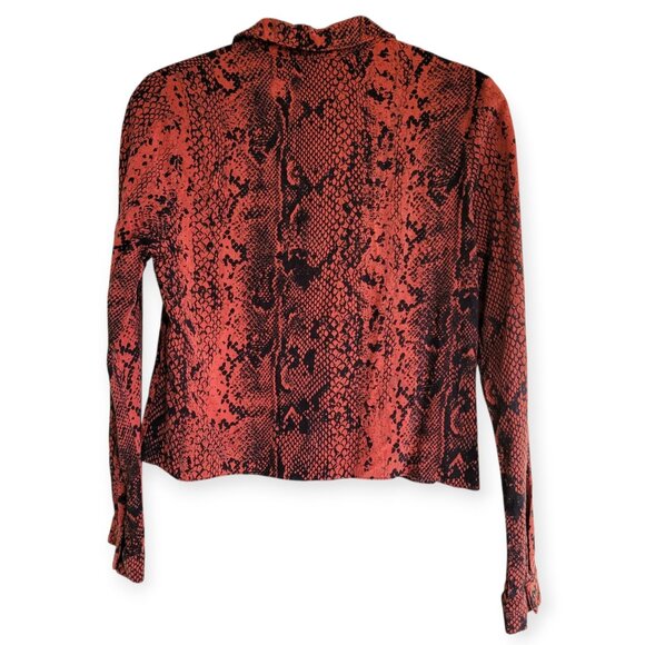 Cuidado Con El Perro Snakeskin Button-Up Rust/Black Size S - Picture 3 of 9